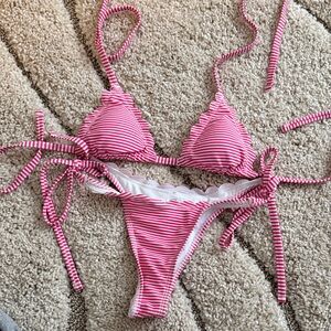 Pink Striped Bikini Set